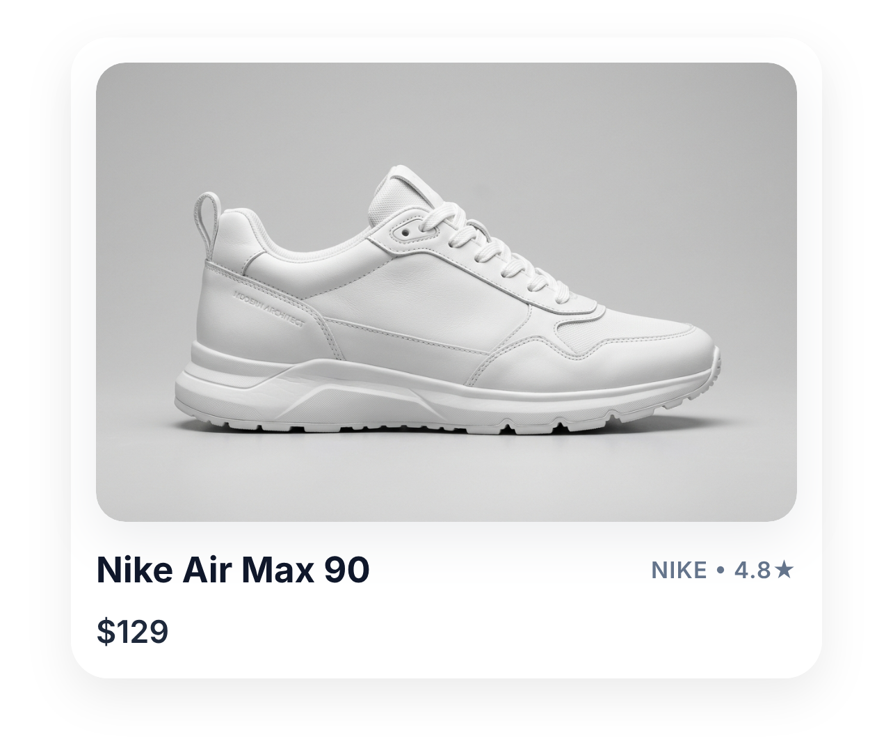 Interactive hover shoe card layout